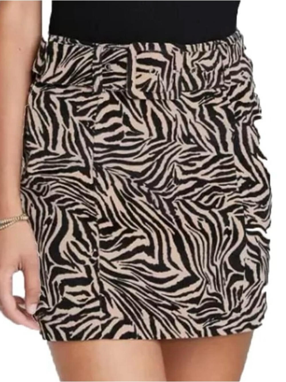 Wild Fable Zebra Print Mini Skirt with Belt Size 4